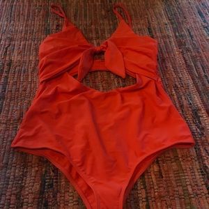 Red one piece swim suit